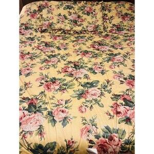 Ethan Allen Custom KING Yellow Rose Cover Reversible Cottage Style Vintage Sham